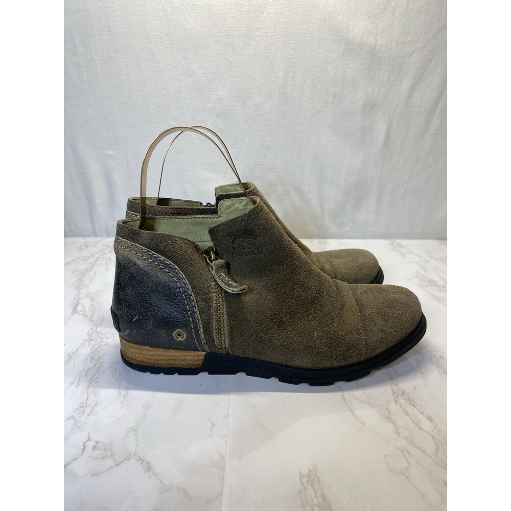 Sorel Womens Major Low Suede Side Zip Flat Ankle Boots Booties Sz 8 - Picture 2 of 7